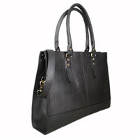 The Signature 17" Leather Laptop Bag, Black