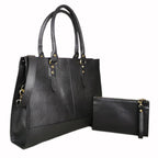 The Signature 17" Leather Laptop Bag, Black