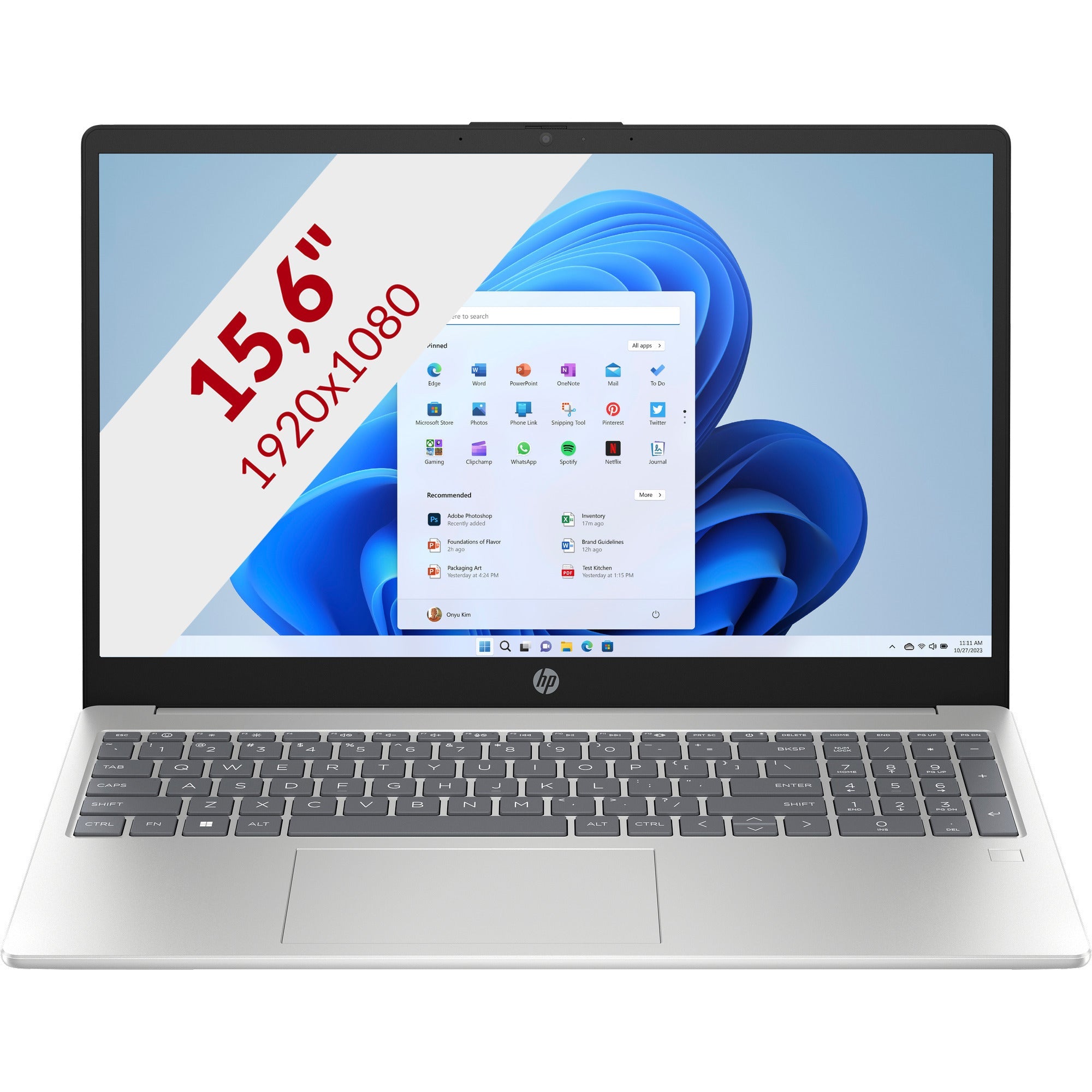 Hp 15-fd1085nd (cc5z6ea#abh) 15.6 laptop (silver | core 7 150u | intel graphics | 16 gb | 1 tb ssd)
